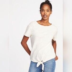 Green Envelope | Los Angeles | Tie Front Top | Ribbed Short Sleeve | Size: M |